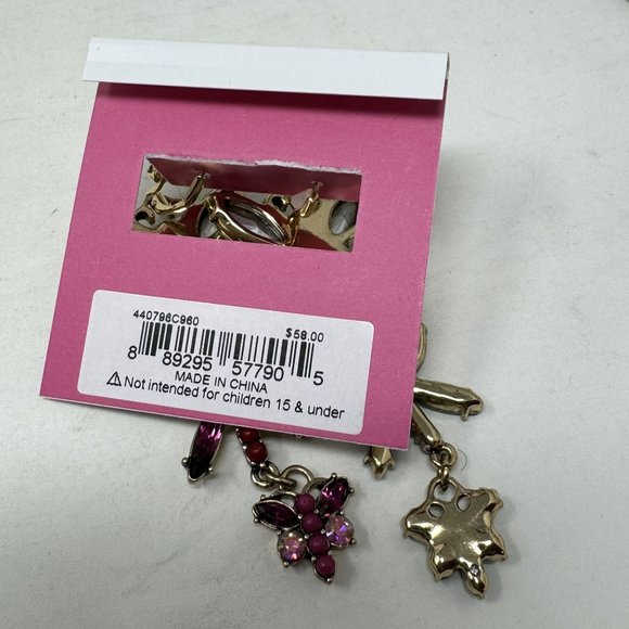 Betsey Johnson Sparkling Rhinestone Butterfly Pierced Earrings Dangle NWT - Picture 4 of 5
